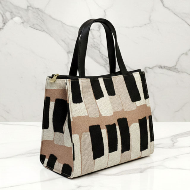 尾州織 ピアノ 鍵盤 手提げ TwinZip くすみカラー 音楽ギフト 音楽グッズ 音楽雑貨