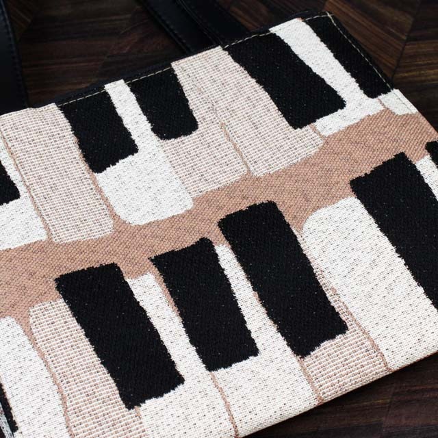 尾州織 ピアノ 鍵盤 手提げ TwinZip くすみカラー 音楽ギフト 音楽グッズ 音楽雑貨