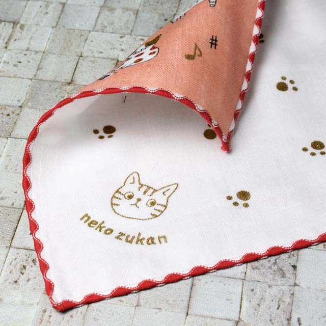 音符と猫図鑑 ト音記号 ガーゼハンカチ 音楽雑貨 発表会記念品 音楽グッズ