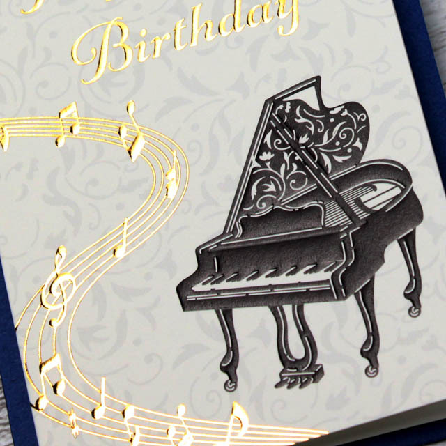 誕生カード ミニカード バースデーカード グランドピアノ Happy Birthday 音楽雑貨 音楽ギフト