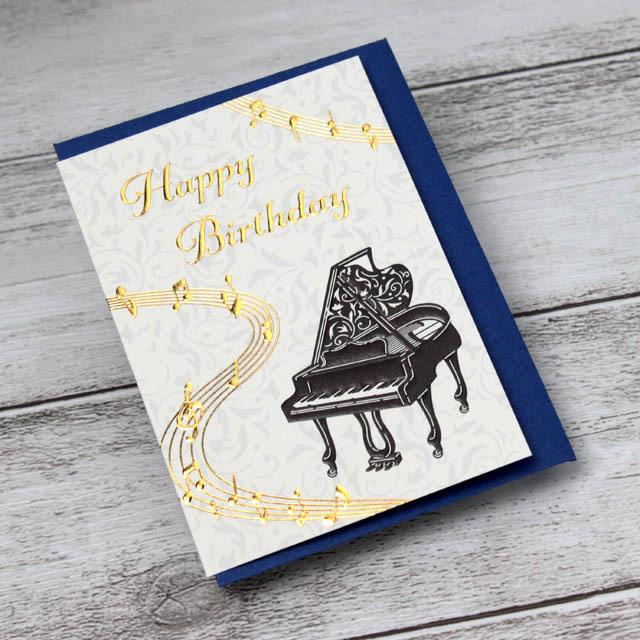 誕生カード ミニカード バースデーカード グランドピアノ Happy Birthday 音楽雑貨 音楽ギフト