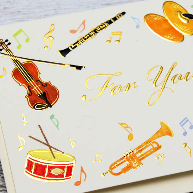 多目的ミニカード 《 For You 楽器 ホワイト 》 615225 音楽雑貨