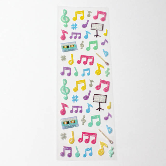 ラメ シール ステッカー 音符 ト音記号 カセットテープ 音楽雑貨 音楽グッズ 音楽教室