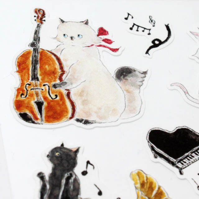 シール 《 音楽発表会にゃんこ 》 842056 音楽雑貨・アクセサリー専門