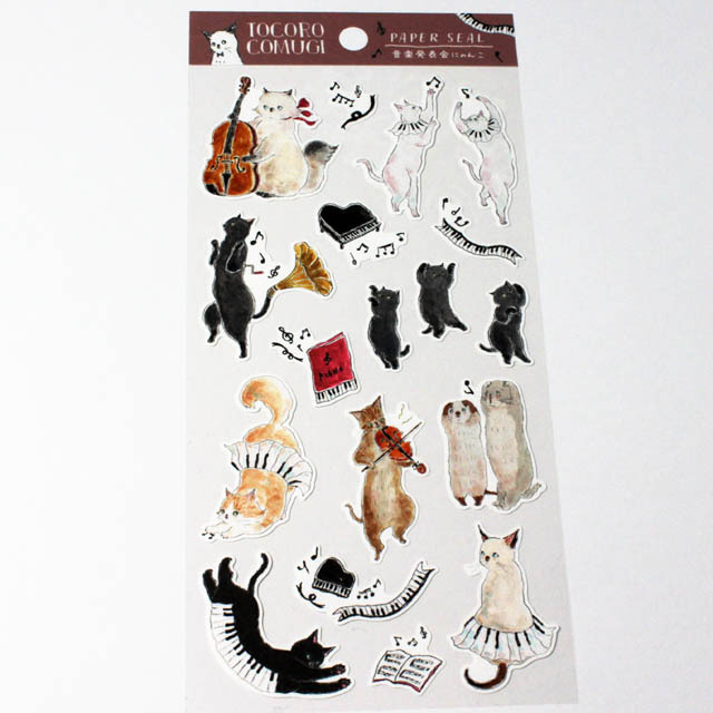 シール ステッカー ピアノ鍵盤 ヴァイオリン ネコ 音楽雑貨 音楽グッズ 音楽教室