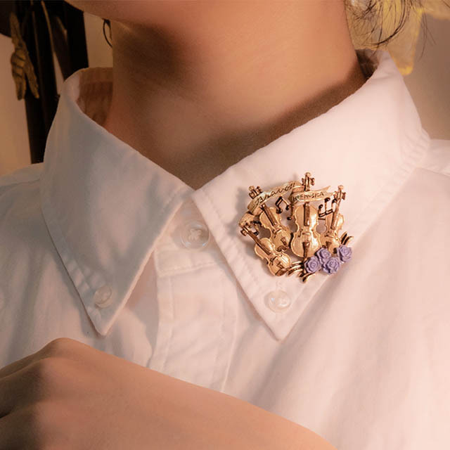 弦楽四重奏 カルテット ブローチ 音楽雑貨 音楽ギフト 音楽アクセサリー