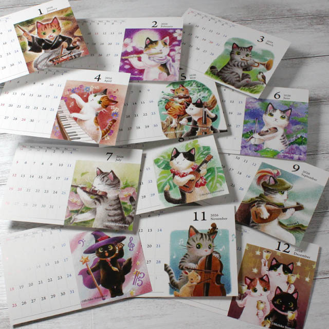 下島みちこ Strings Cat 卓上カレンダー 2026 音楽雑貨