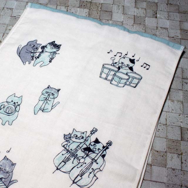 ShinziKatoh フェイスタオル 《猫の楽団 Adagio 》 456967 音楽雑貨