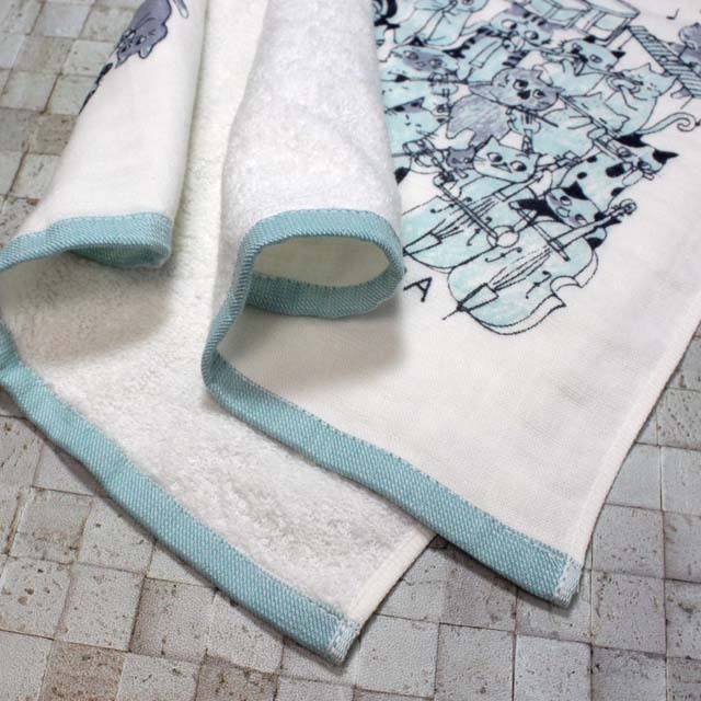 泉州タオル ShinziKatoh フェイスタオル 猫の楽団 Adagio アダージョ 音楽雑貨 音楽グッズ 音楽ギフト