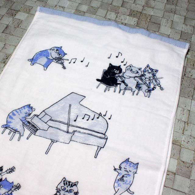 ShinziKatoh バスタオル 《猫の楽団 Fuga 》 456950 音楽雑貨