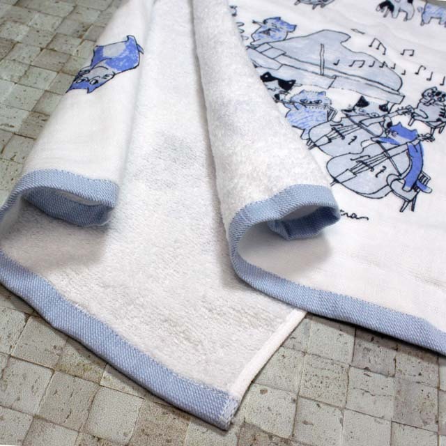 泉州タオル ShinziKatoh フェイスタオル 猫の楽団 Fuga フーガ 音楽雑貨 音楽グッズ 音楽ギフト
