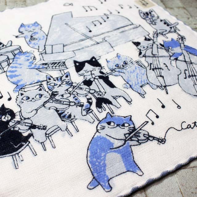 泉州タオル ShinziKatoh タオルハンカチ 猫の楽団 Fuga フーガ 音楽雑貨 音楽グッズ 音楽ギフト