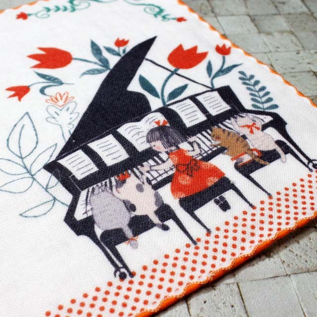 泉州タオル ShinziKatoh タオルハンカチ 五連弾 グランドピアノ 音楽雑貨 音楽グッズ 音楽ギフト