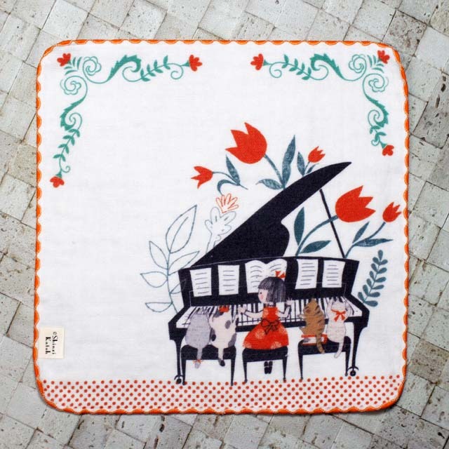 泉州タオル ShinziKatoh タオルハンカチ 五連弾 グランドピアノ 音楽雑貨 音楽グッズ 音楽ギフト