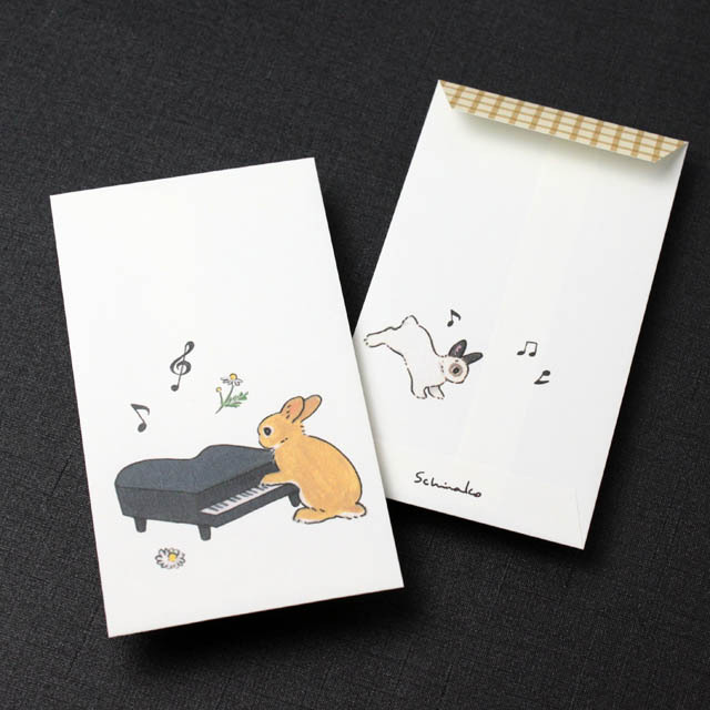 ポチ袋 うさぎ グランドピアノ 音楽雑貨 音楽グッズ 演奏会謝礼