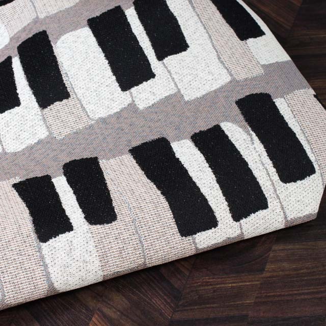 尾州織 ピアノ 鍵盤 トラペーズバッグ グレージュ 音楽ギフト 音楽グッズ 音楽雑貨