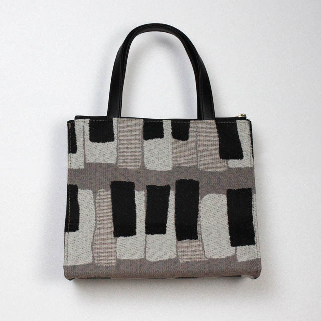 尾州織 ピアノ 鍵盤 手提げ TwinZip グレージュ 音楽ギフト 音楽グッズ 音楽雑貨