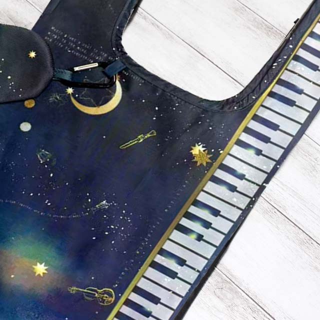 エコバッグ 星空 ピアノ鍵盤 音楽雑貨 音楽グッズ