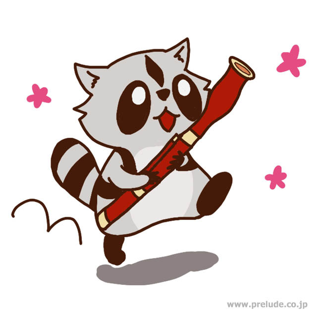 ファゴットを吹くアライグマ Raccoon plays Bassoon LINEスタンプ 音楽グッズ