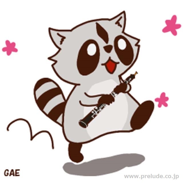 オーボエを吹くアライグマ Raccoon plays Oboe LINEスタンプ 音楽グッズ