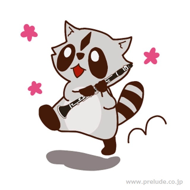 クラリネットを吹くアライグマ Raccoon plays Clarinet LINEスタンプ 音楽グッズ