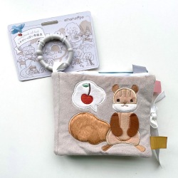 出産祝いに　ふんわりえほん りすくんのさくらんぼ探し　OPP袋入り　布絵本　しかけえほん　amanoppo　あまのっぽ