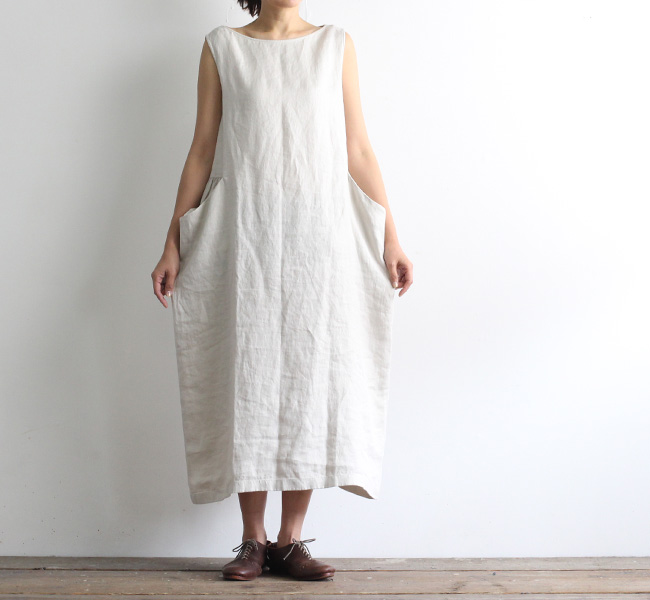 Evam Eva エヴァムエヴァ リネンスリーブレスワンピース Linen Sleeveless One Piece E211t104
