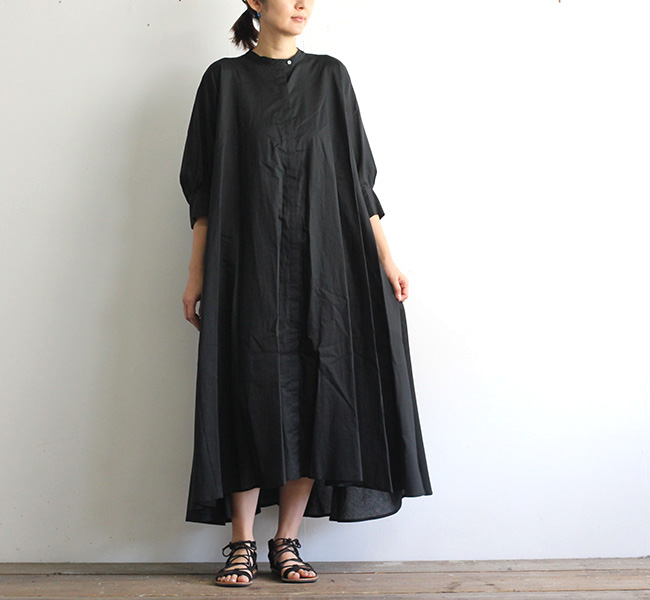 Mizuiro Ind ミズイロインド バンドカラーフロントフライフレアシャツワンピース 1