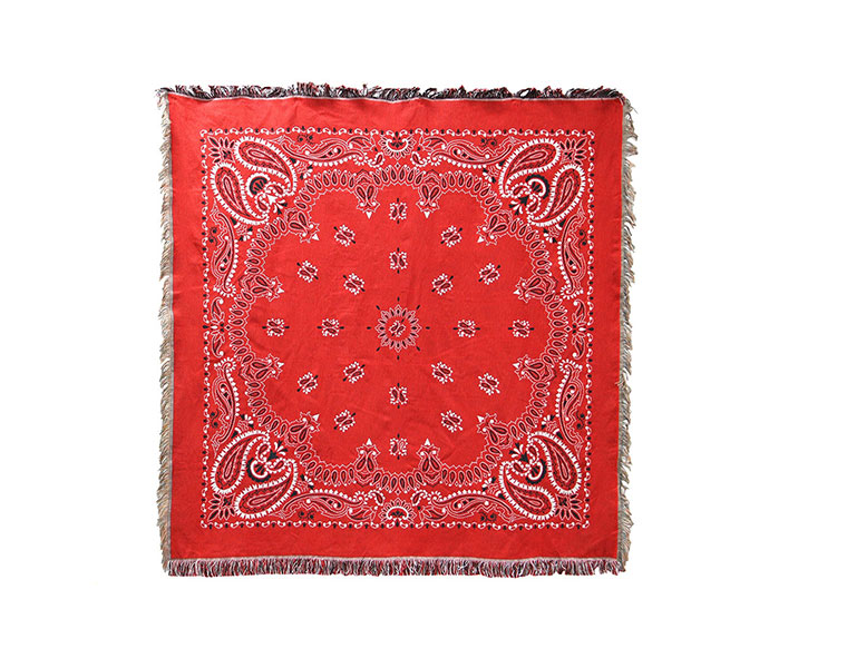 Bandana Throwket "Paisley  Red" バンダナ スローケット " ペイズリー　レッド " ラグマットとしても使える大判スローケット