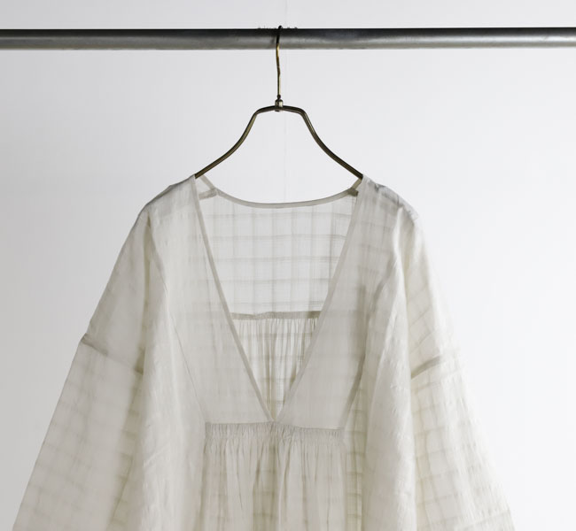 evam eva エヴァムエヴァ シャドウチェック ギャザープルオーバー shadow check gathered pullover E251T204 evam eva エヴァムエヴァ シャドウチェック ギャザープル