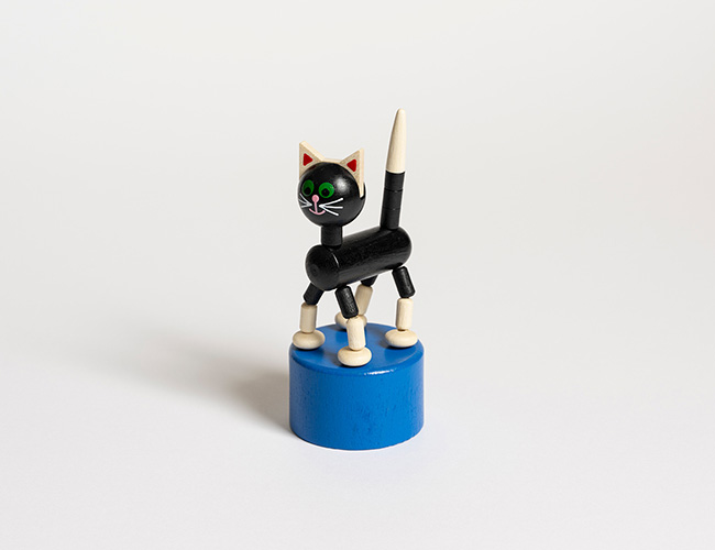DETOA  Wooden プッシュトイ Push Up Toy Black Cat.ネコ  no.11738 木製玩具