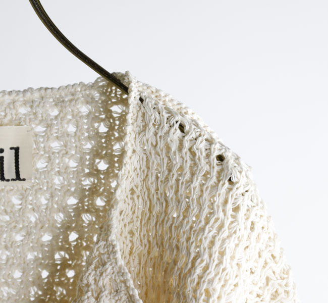 unfil アンフィル double honeycomb mesh fringed cardigan