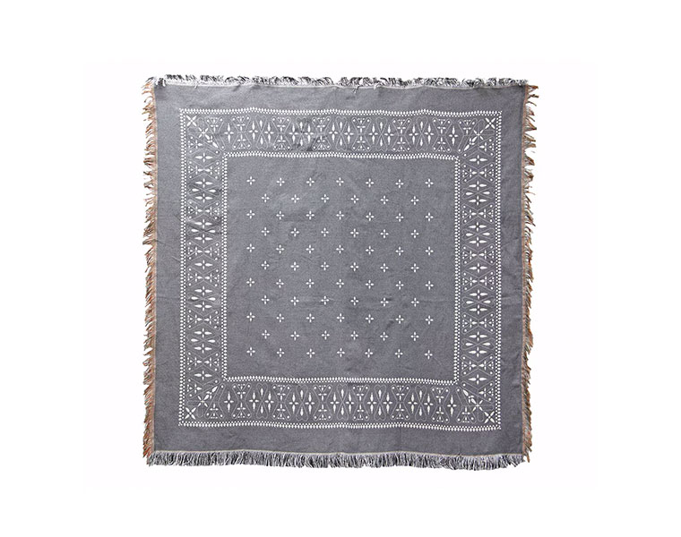 Bandana Throwket "Paisley  Gray" バンダナ スローケット " ペイズリー　グレー " ラグマットとしても使える大判スローケット