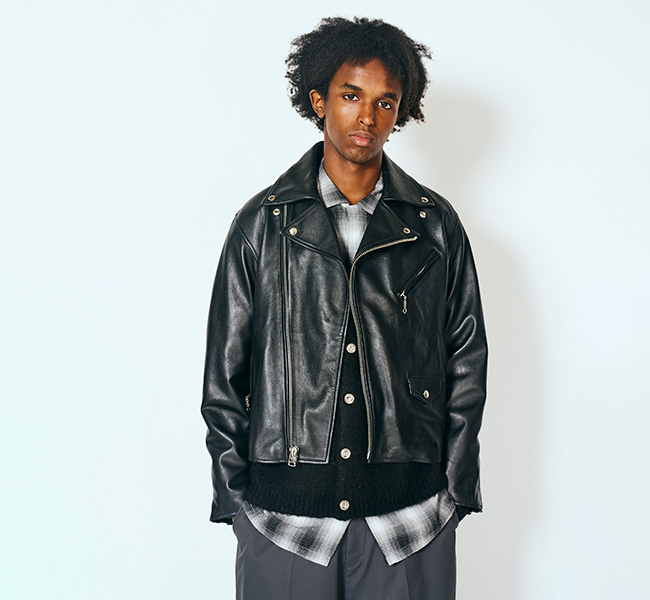 【希少】テーラード・ライダースレザージャケット　2way ダウンライナー付き CLEL（クレイル）の「【CLEL】2way Rider's Jacket/合皮 2way