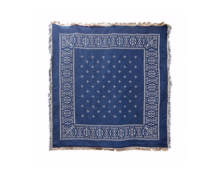 Bandana Throwket "Paisley  Navy" バンダナ スローケット " ペイズリー　ネイビー " ラグマットとしても使える大判スローケット