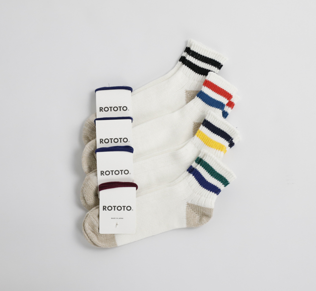 SALE40%OFF ROTOTO ロトト　ソックス　O.S. RIBBED ANKLE SOCKS ２ストライプ R1404