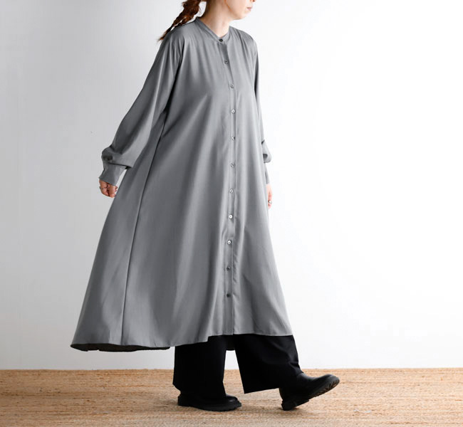 mizuiro ind ミズイロインド 3-270059 T/Rスタンドカラーフレアワンピース