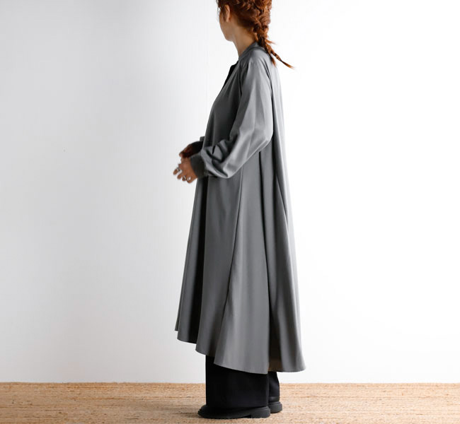 ミズイロインド mizuiroind スタンドカラー フレアロング mizuiro ind