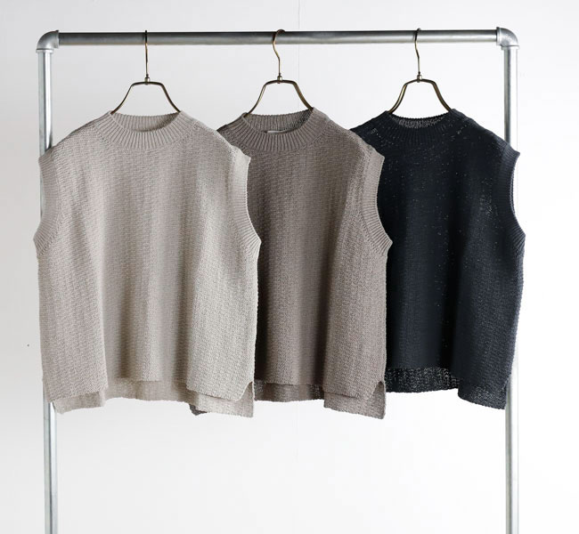 evam eva エヴァムエヴァ E261K085 コットンリネン ベスト cotton linen vest