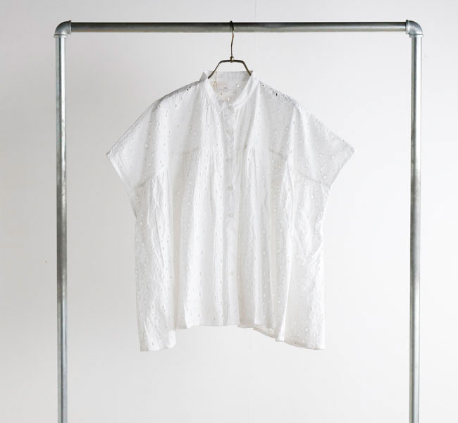 SOIL ソイル NSL26081 へムラ刺繍 フレンチスリーブシャツ ALL HEMLA BANDED COLLAR FRENCH/SL SHIRT