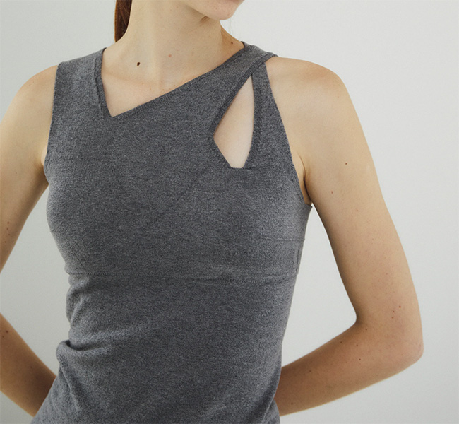 SALE30%OFF//unfil アンフィル stretch organic cotton sleeveless top アシンメトリー ニットタンク WFSP-UW138 unfil アンフィル stretch organic cotton sleeveless top