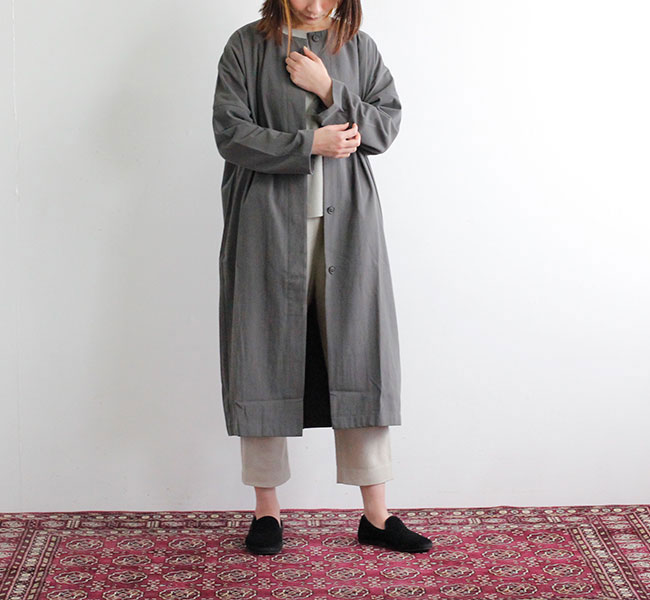 evam eva エヴァムエヴァ ノーカラーコート no collar coat E221T021