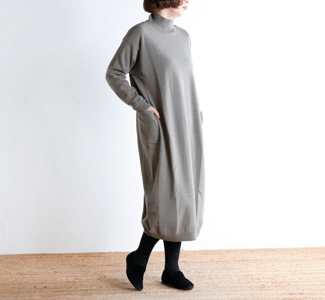 evam eva エヴァムエヴァ E253K203 ウールタートルネック ワンピース