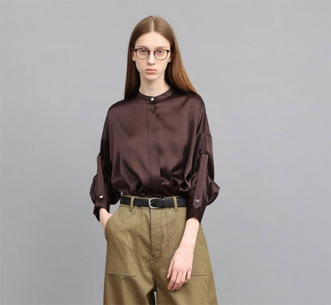 SACRA サクラ 126516071 トリアセテート サテンシャツ TRIACE SATIN SHIRT