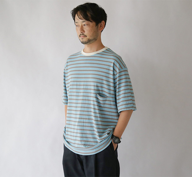 新品未使用！EEL Products イール ユルリTee 1/2　ボーダー EEL Products ユルリTEE 1/2 ボーダー White×Gray | crane