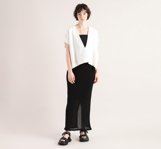 SACRA サクラ RUSTIC LINEN TOP ラスティックリネン クロップド