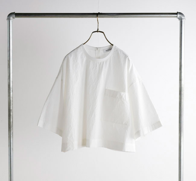 SACRA サクラ H.COUNT COTTON TUMBLE CROPPED TOP ハイカウント
