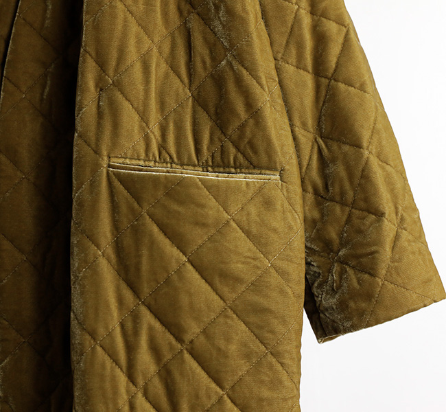 SACRA サクラ CRUSH VELVET QUILTING COAT クラッシュベルベット