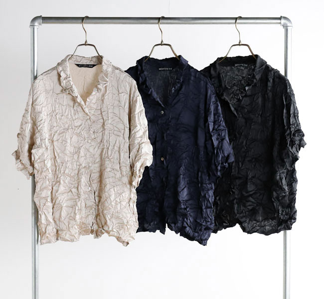 mizuiro ind ミズイロインド  1-230158 ワッシャーハーフスリーブシャツ