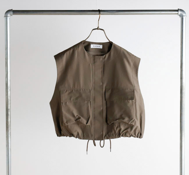 SALE30%OFF //SACRA サクラ CO/PE TUMBLER FINISH GILET クロップドジレ 125108061 H.COUNT COTTON TUMBLE CROPPED TOP | SHIRT/BLOUSE | SACRA